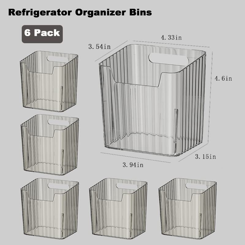 6 Pack Refrigerator Organizer Bins for Food Storage