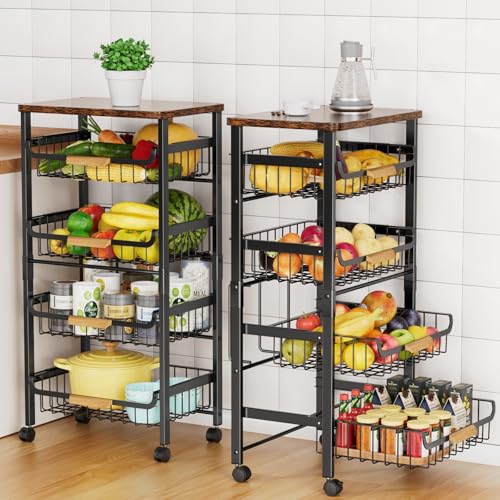 5-Tier Rolling Kitchen Utility Cart with Tabletop