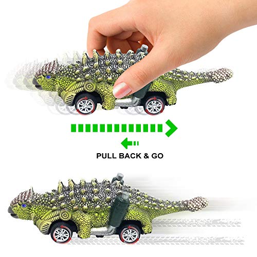 DINOBROS 6-Pack Dinosaur Pull Back Toy Cars