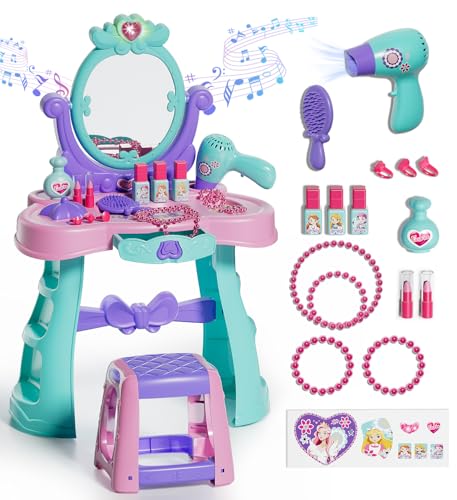 Kids Light-Up Vanity Table and Stool Playset