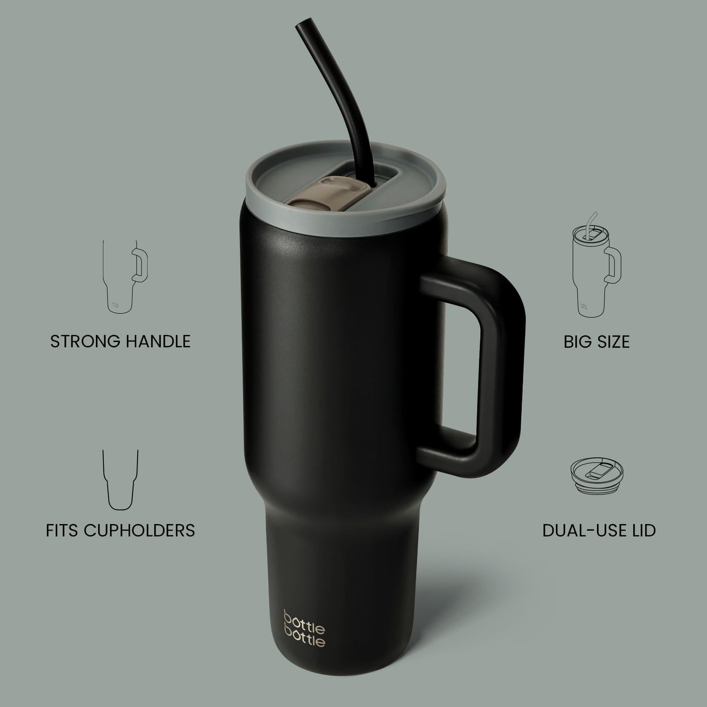40 oz Stainless Steel Tumbler with Straw