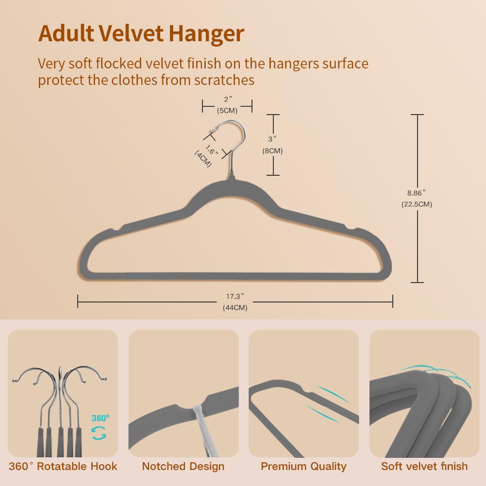 52 Pack Velvet Non-Slip Clothes Hangers