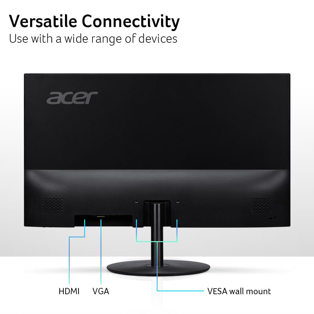 Acer SB242Y EBI 23.8" Full HD (1920 x 1080) IPS Zero-Frame Gaming Office Monitor | AMD FreeSync Technology Ultra-Thin Stylish Design 100Hz 1ms (VRB) Low Blue Light Tilt HDMI & VGA Ports