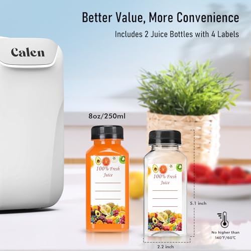 CALEN Mini Fridge with 2 Bottles, 6L/8 Cans Mini Fridge for Bedroom, Skincare Fridge 110V AC/12V DC Small Refrigerator for Food, Beverages, Cosmetics, Portable Mini Refrigerator for Office, Dorm, Car