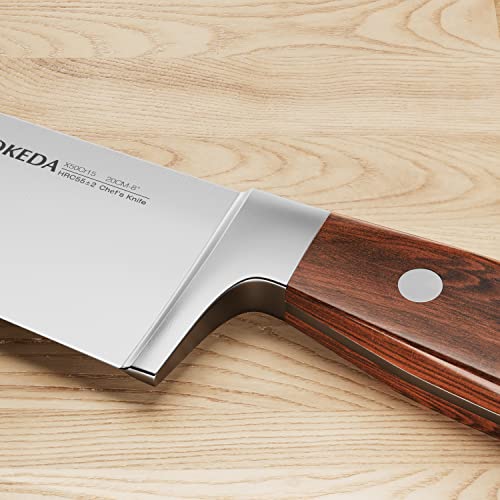 AOKEDA 15-Piece Kitchen Knife Set with Block, Stainless Steel Knives, include Sharpener, Poultry Shears (Classic Pakkawood)