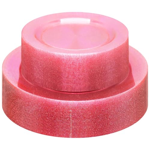 50 Pack Plastic Disposable Plates Dinner and Dessert