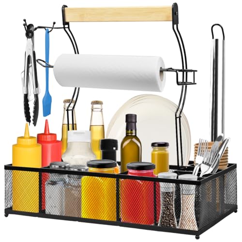 Grill Caddy with Paper Towel Holders and Compartments