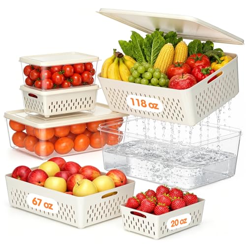 4 Pack Plastic Fruit Storage Containers for Fridge