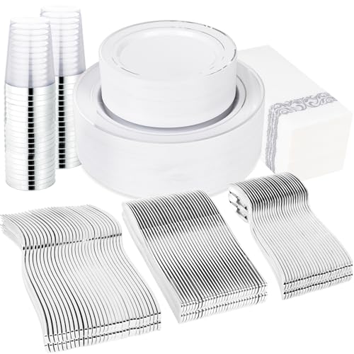 400 Piece Plastic Dinnerware Set Disposable Party Plates