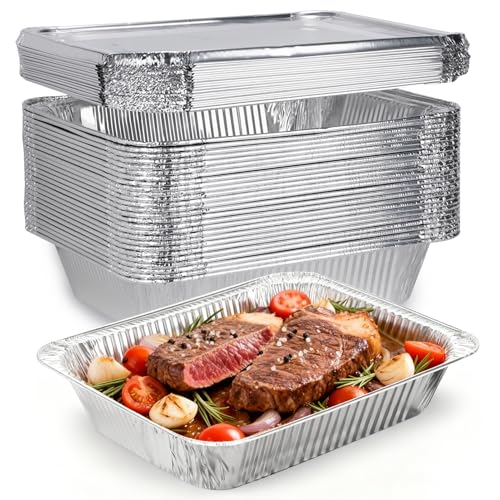 26 Pack Heavy Duty Aluminum Foil Pans with Lids