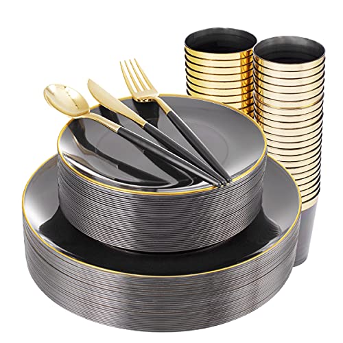 180 Piece Plastic Dinnerware Set with Plates and Silverware