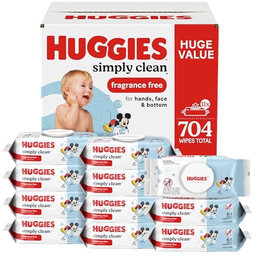 704 Count Huggies Simply Clean Unscented Baby Wipes