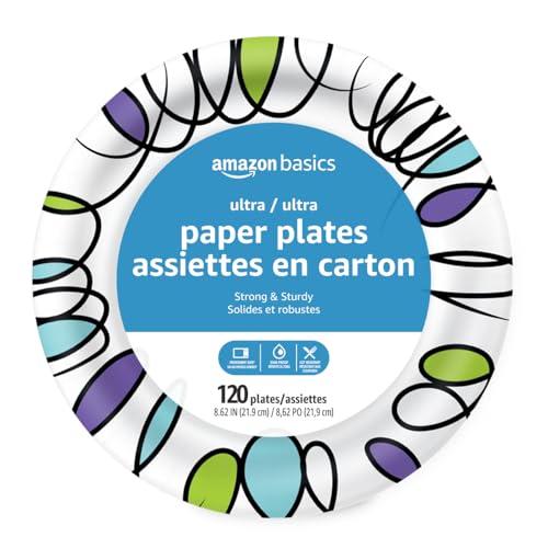 120 Count Amazon Basics Ultra Disposable Paper Plates