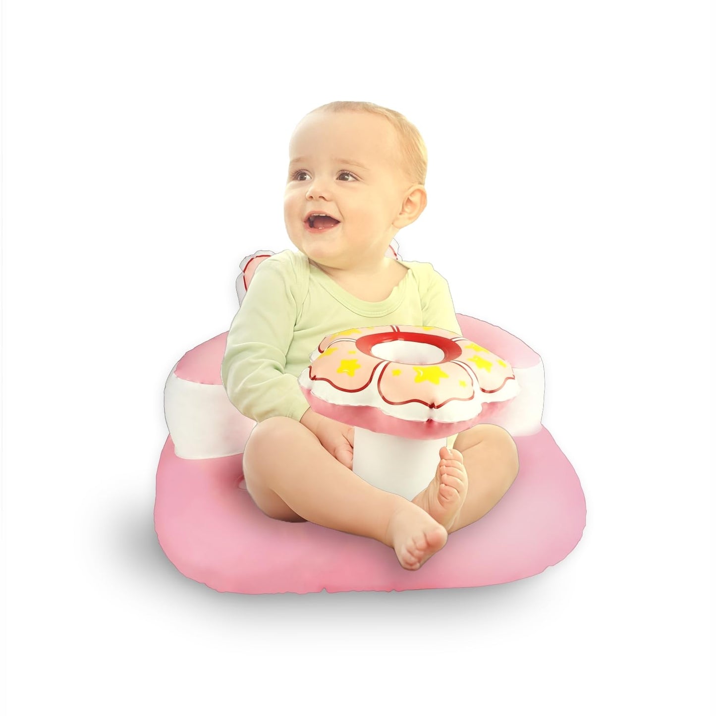 Inflatable Baby Seat with Built-in Pump - Pink