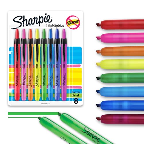8 Count Sharpie Retractable Chisel Tip Highlighters Set