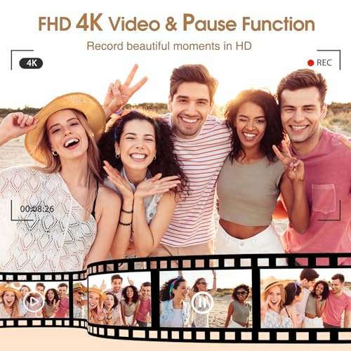 4K Digital Camera for Photography Autofocus, 48MP Vlogging Camera for YouTube with Viewfinder Dial Flash,16X Digital Zoom Portable Compact Travel Camera Anti-Shake for Teens,Adults,Beginners