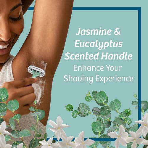 BIC Soleil Escape Women's Disposable Razors With 5 Blades for a Sensorial Experience and Comfortable Shave, Pack of Jasmine & Eucalyptus Scented Handle Shaving Razors for Women, 2 Count