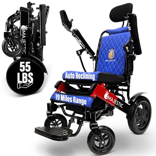 MALISA Electric Wheelchair, 19 Miles Long Range Power Wheelchair for Adults, Auto Reclining Backrest, Dual Battery Foldable Motorized Wheel Chair, Lightweight All Terrain Wheelchairs