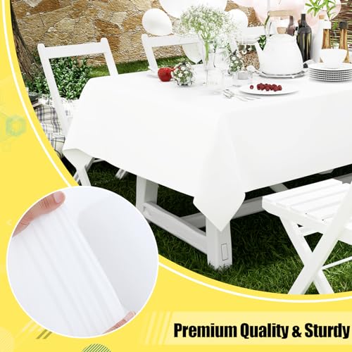 UPDATE: Alive Again ❗ smiry Disposable Table Cloth 6 Pack, 54 x 108 Inch Table Cloths for Parties, Decorative Tablecloths for Rectangle Tables, Waterproof Plastic Table Cover, Leakproof & Sturdy, White