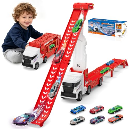 Race Track Truck Toy with 6 Die-Cast Cars