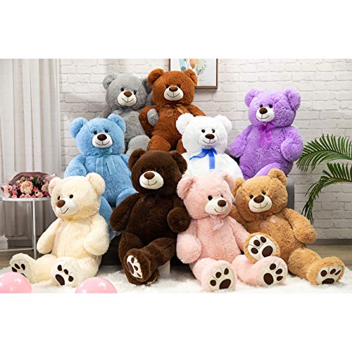 HollyHOME Teddy Bear Stuffed Animal Plush Giant Teddy Bears with Footprints Big Bear 36 inch Gray