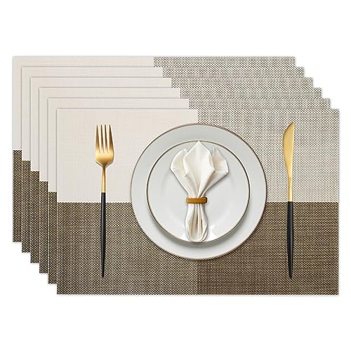 6 Pack Woven Vinyl Heat Resistant Placemats