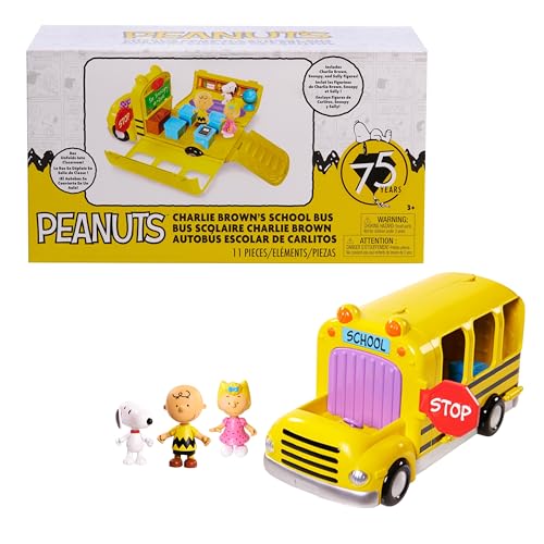 Peanuts Charlie Brown Interactive School Bus Playset