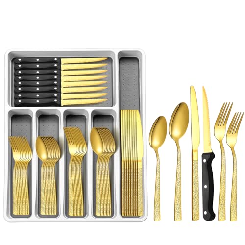 49 Piece Stainless Steel Silverware Set with Organizer