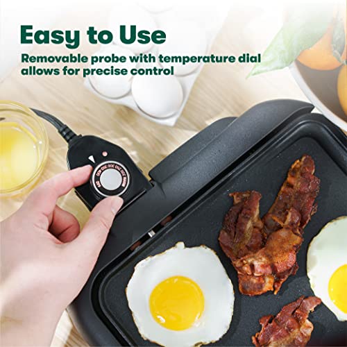 BELLA Electric Griddle with Warming Tray - Smokeless Indoor Grill, Nonstick Surface, Adjustable Temperature & Cool-touch Handles, 10" x 18", Copper/Black