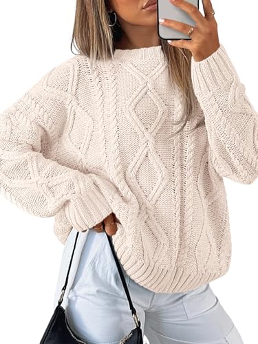 Oversized Cable Knit Pullover Sweater