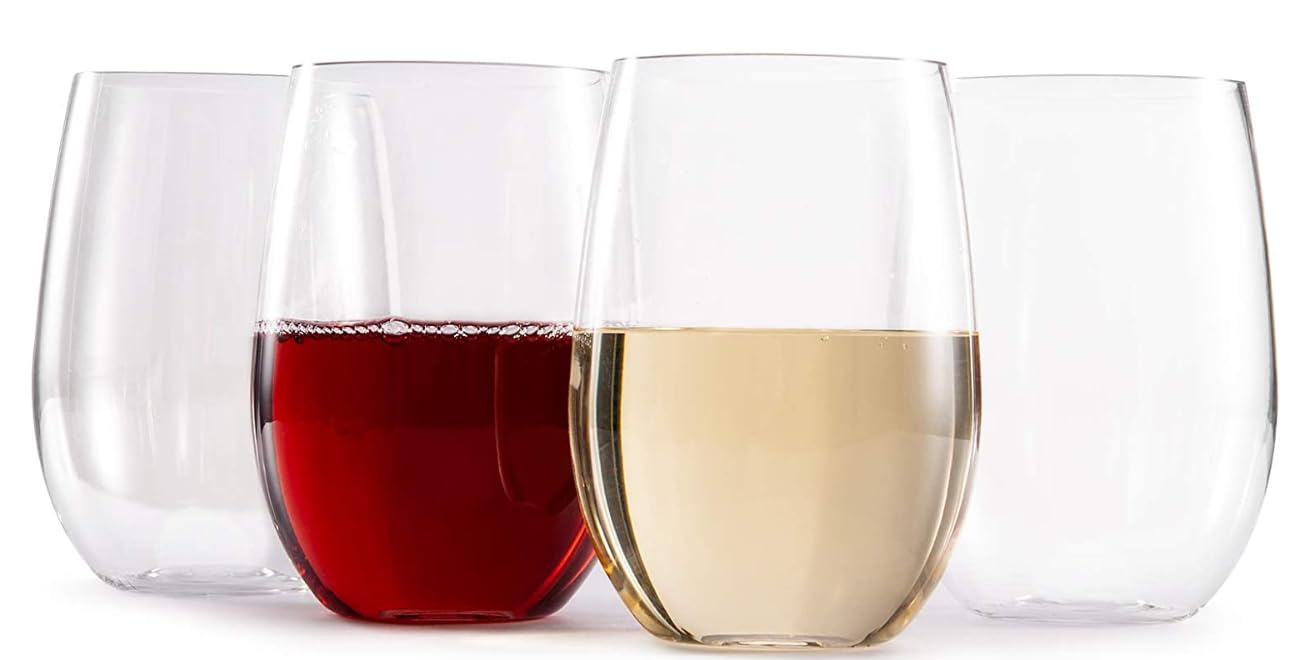 hotder Tritan Wine Glasses Set of 4,20 OZ Stemless BPA-Free Wine Glasses Upgraded,Outdoor Unbreakable Wine Glasses,Clear