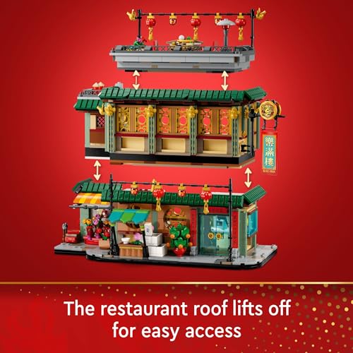 LEGO Spring Festival Family Reunion Celebration Building Toy for Kids, Restaurant Playset with Toy Kitchen and 13 Minifigures for Pretend Play, Gift Set for Boys and Girls Ages 8 and Up, 80113