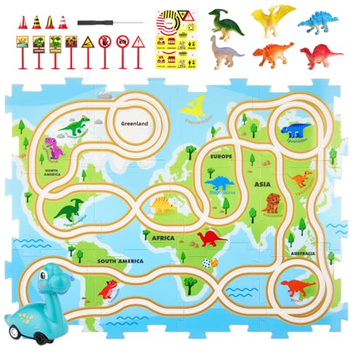 Leapio Dinosaur Car Track STEM Puzzle Playset Kids