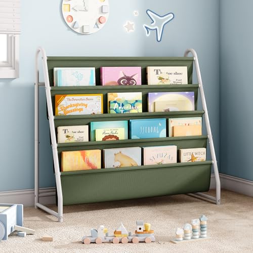 4 Tier Kids Sling Bookshelf Rack