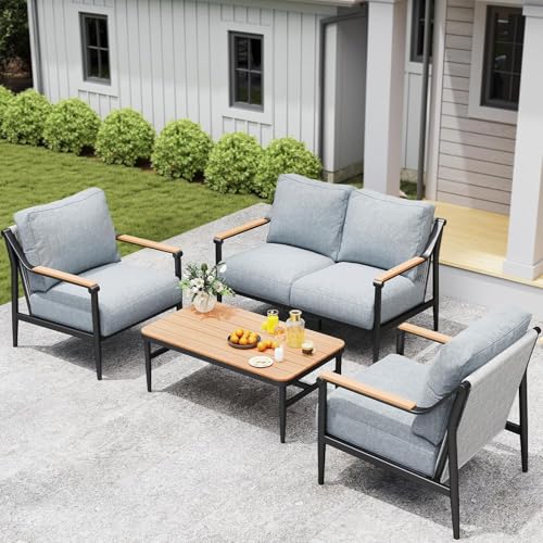 4 Piece Outdoor Patio Sofa Set with Table
