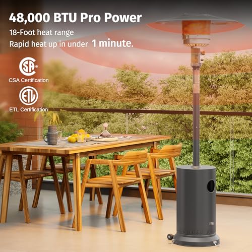 48,000 BTU EAST OAK Patio Heater with Wheels