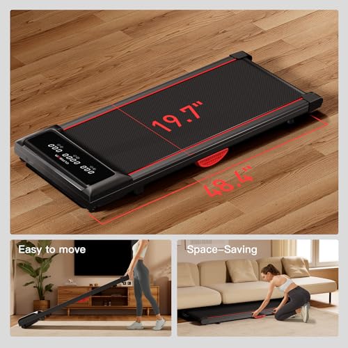 CURSOR FITNESS Under Desk Treadmill with Full-Screen Display, Walking Pad for Home Small, 2.5 HP Quiet Brushless, 265 LBS Capacity