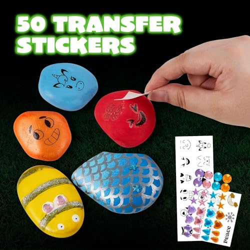 JOYIN 12 Rock Painting Kit- Glow in The Dark Rock Kit, Arts and Crafts for Kids Ages 6-12, Art Supplies, Kids Craft Paint Kits, Arts & Crafts Toy for Boys Girls Birthday Party Gift