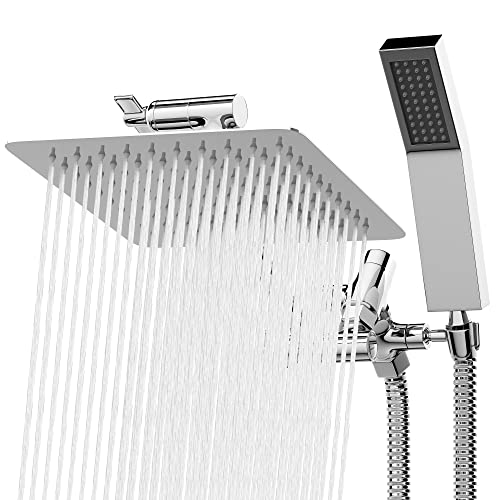 High Pressure Dual Square Rain Shower Head Combo