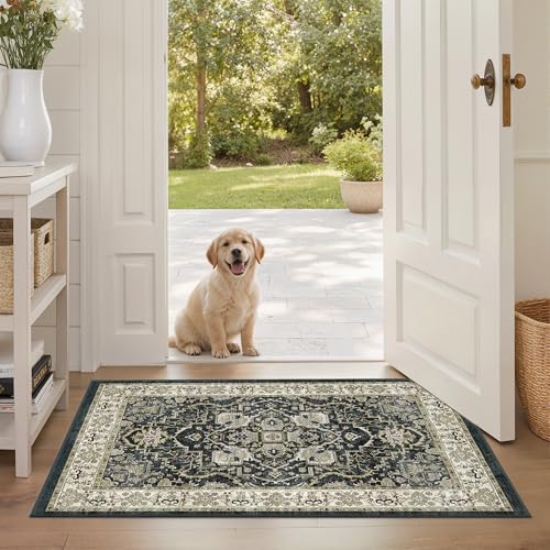 Washable Non Slip Low Pile Entryway Runner Rug