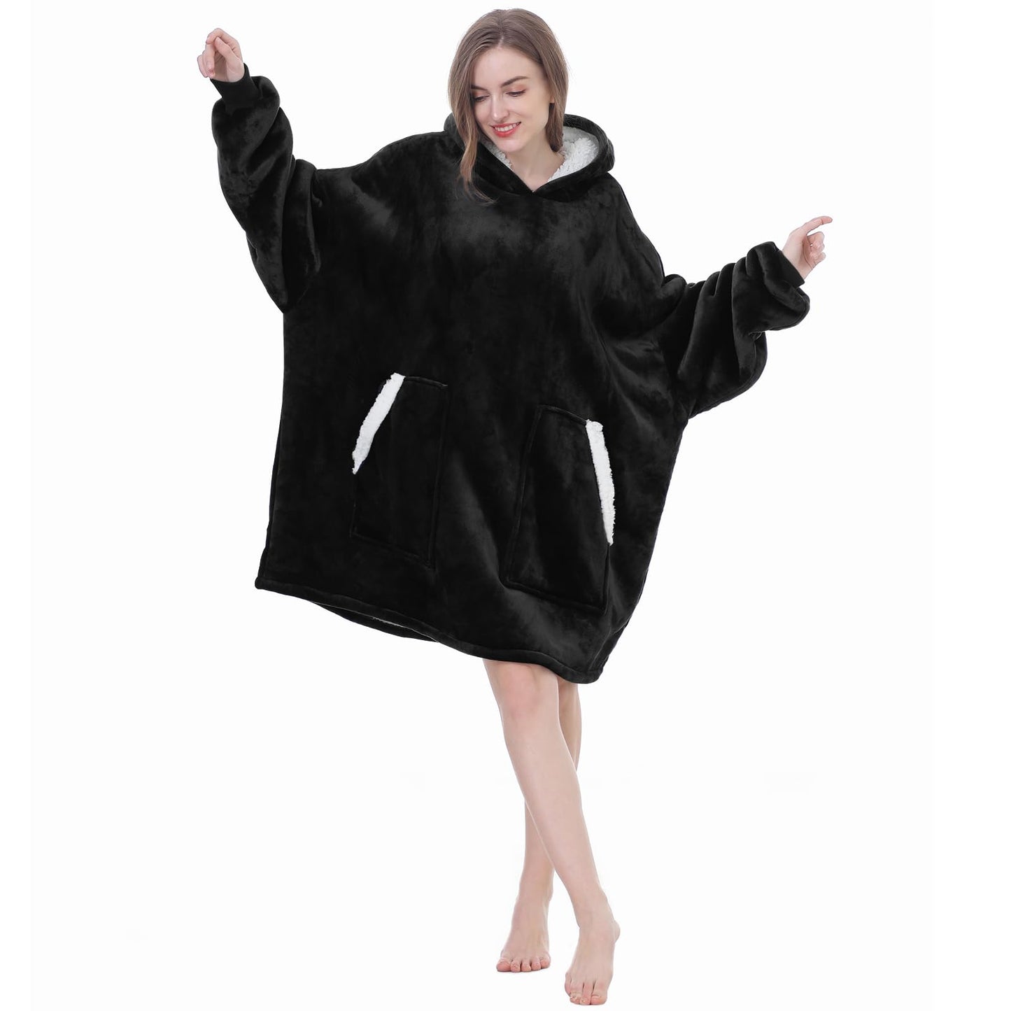 Cozy Sherpa Wearable Blanket Hoodie for Adults