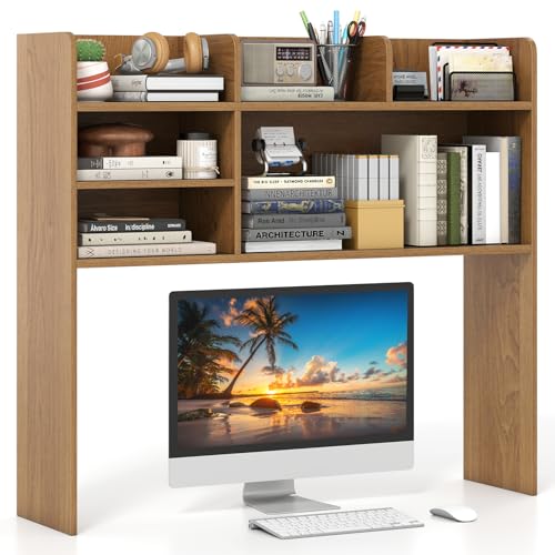 37-Inch Desktop Bookshelf Hutch with Storage Shelves