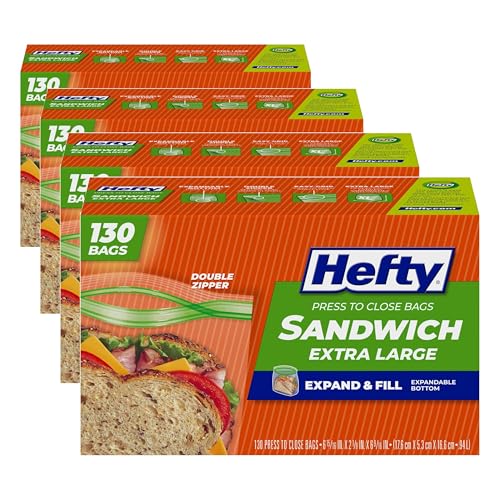 4 Pack Hefty XL Sandwich Food Storage Bags