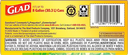 Glad 8 Gallon Drawstring Trash Bags, 26 Count