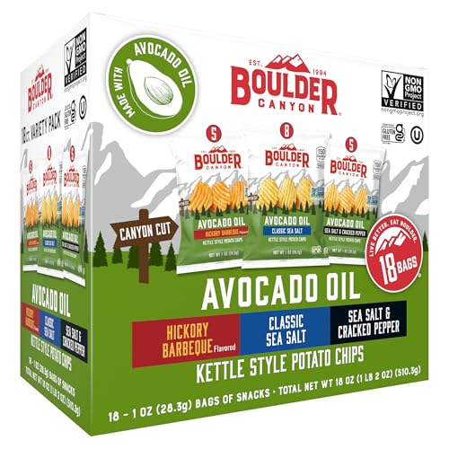 18 Count Boulder Canyon Avocado Oil Potato Chips Variety Pack