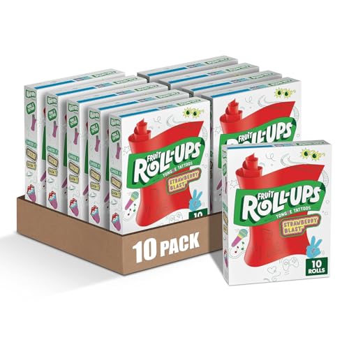 10 Pack Fruit Roll-Ups Strawberry Blast Snacks 5oz