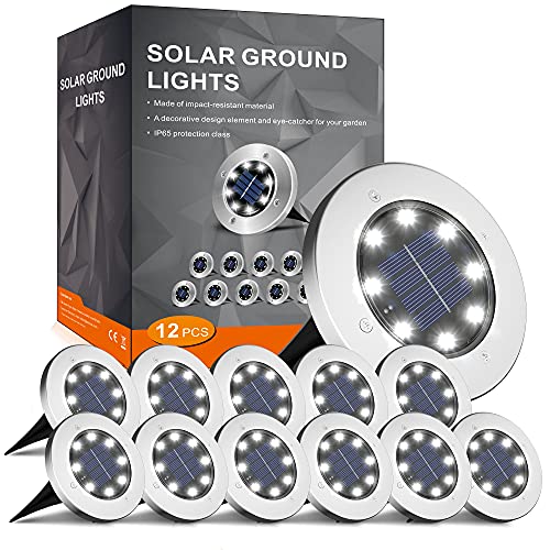 12 Pack Solar Garden Lights Outdoor Waterproof Pathway