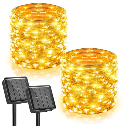 2 Pack Solar Fairy String Lights Outdoor Waterproof