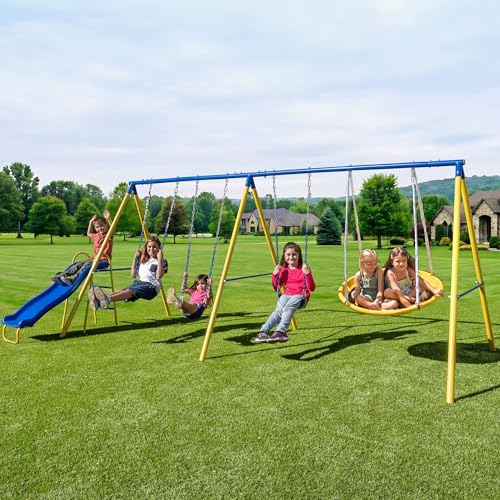 Sportspower Kids Swing Set with Slide and Saucer