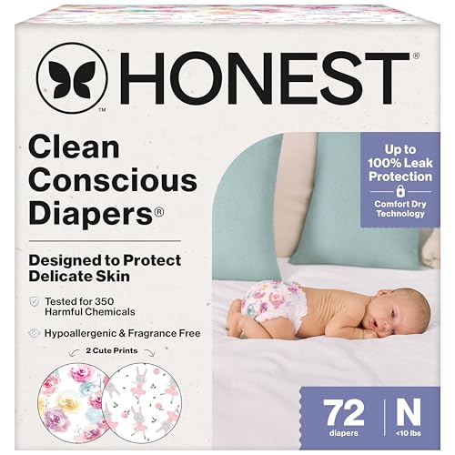 72 Count Honest Company Hypoallergenic Newborn Diapers